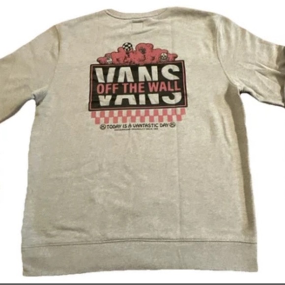Vans Crew Neck Gray Sweatshirt XL “Today Is A Vantastic Day” Sweater - Picture 1 of 6